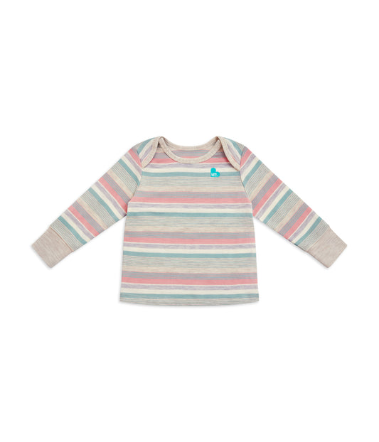 Kids Pyjama Set Long Sleeve Merino Wool Olive Stripe
