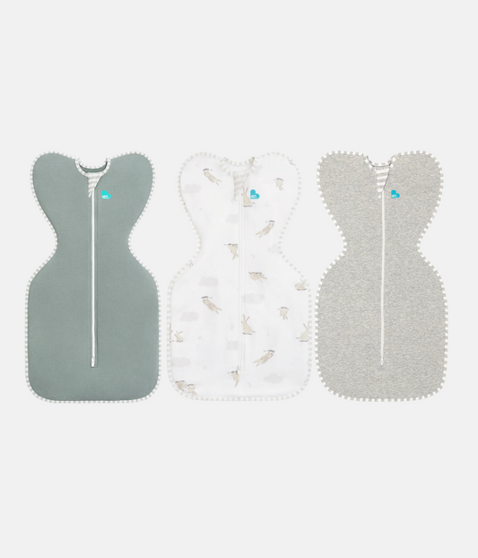 Swaddle Up™ Starter Bundle 1.0 TOG Deep Olive Cloud Bunnies Grey