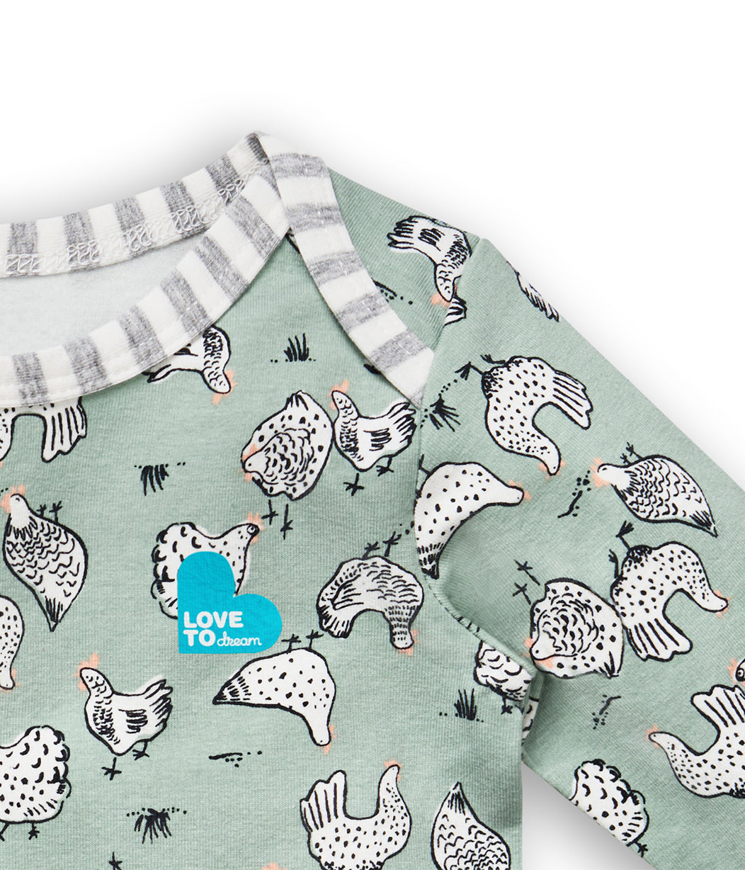 Bodysuit Long Sleeve Cotton Olive Chicken Run