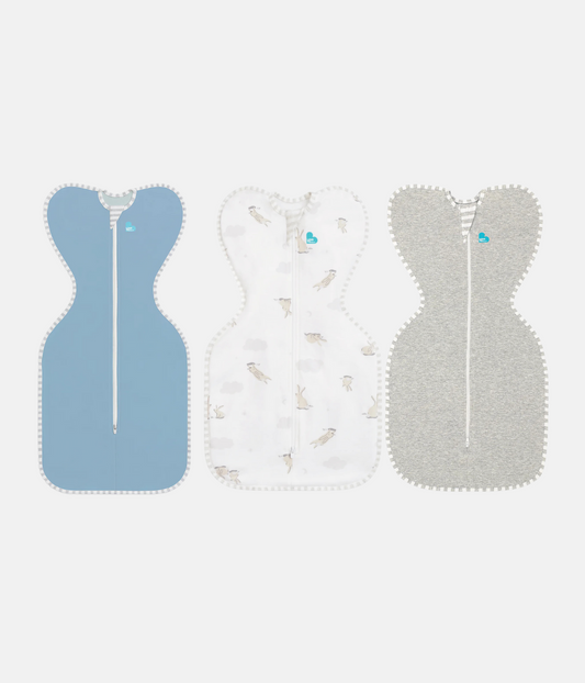 Swaddle Up™ Starter Bundle 1.0 TOG Dusty Blue Cloud Bunnies Grey