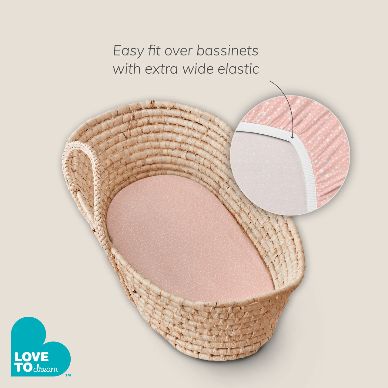 2-in-1 Waterproof Sheet & Mattress Protector Sheet Bassinet/Basket Tencel Pink