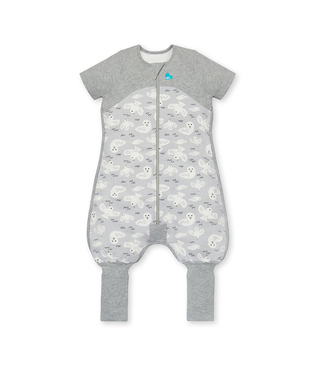 Sleep Suit Short Sleeve 1.0 TOG Organic Cotton Grey Doves