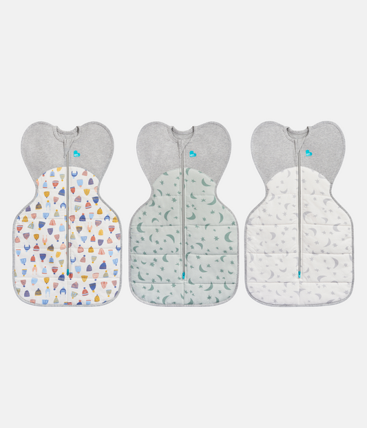 Swaddle Up Starter Bundle | 2.5 | 3.5 TOG | White Happy Hats | Olive Moonlight | White Moonlight