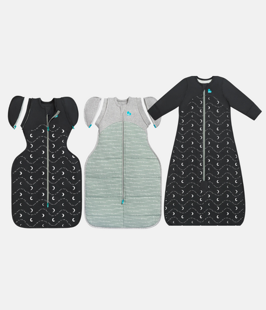 Transition to Sleep Bag Bundle 1.5 | 2.5 TOG Olive Dreamer Charcoal Moon and Back