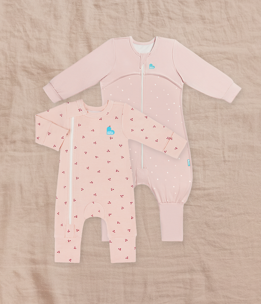 Sleep Suit & Romper Bundle | 1.0 TOG | Bamboo | Pink Twinkle | Blush Cherries