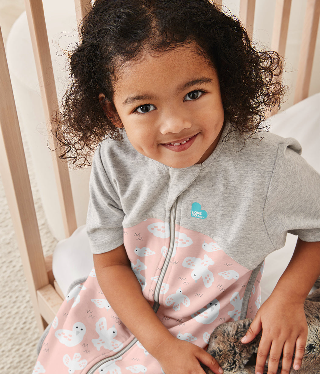 Sleep Bag Short Sleeve 1.0 TOG Organic Cotton Rose Doves