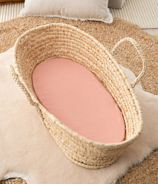 2-in-1 Waterproof Sheet & Mattress Protector Sheet Bassinet/Basket Tencel Pink