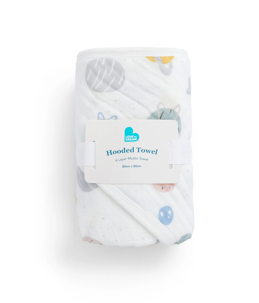 Baby Bath Bundle | Hooded Towel, Wash Cloth | Blue Rocket | White Rocket