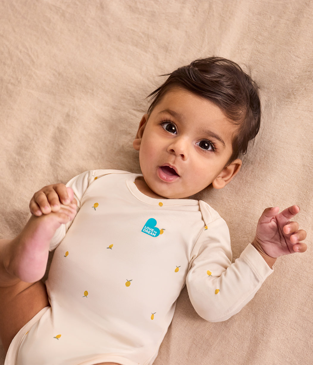 Bodysuit Long Sleeve Viscose from Bamboo Cream Lemons