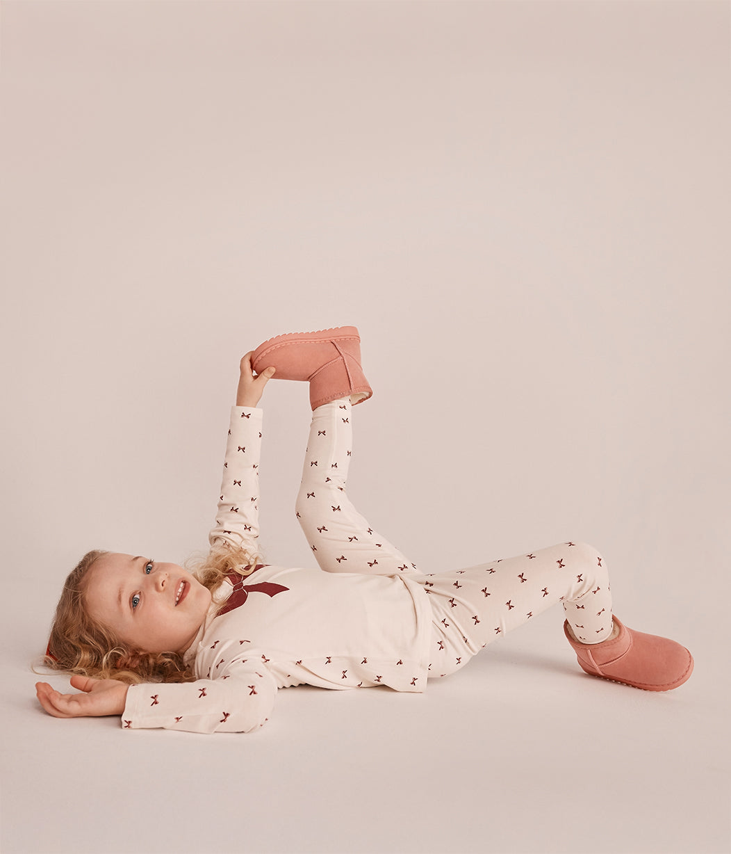 Kids Pyjama Set Long Sleeve Viscose from Bamboo Cream Bows