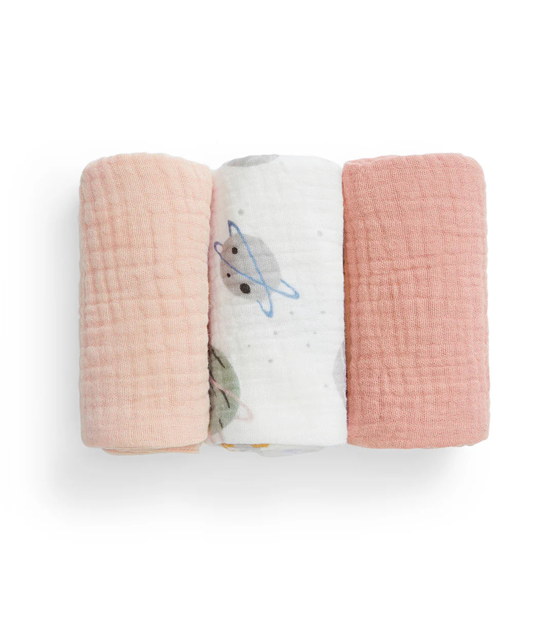 Newborn Essentials Bundle | Swaddle Up 1.0 TOG | Bib | Wash Cloth | Burp Cloth | Hooded Towel | Rose
