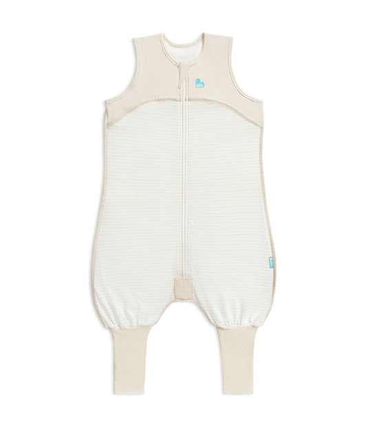Sleep Suit Sleeveless 0.2 TOG Organic Cotton Tan Breton Stripe