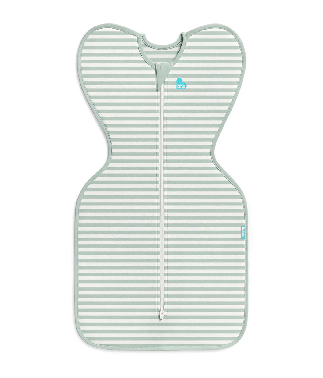 Newborn Essentials Bundle | Swaddle Up 0.2 TOG | Bib | Wash Cloth | Burp Cloth | Hooded Towel | Olive Stripe