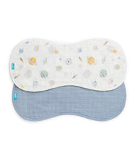 Burp Cloth 2 Pack Cotton Mist Blue Rocket
