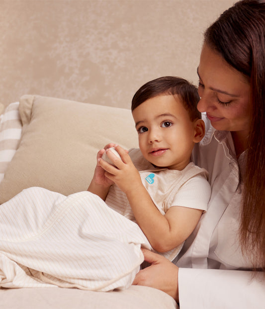 Sleep Bag Sleeveless 0.2 TOG Organic Cotton Tan Breton Stripe