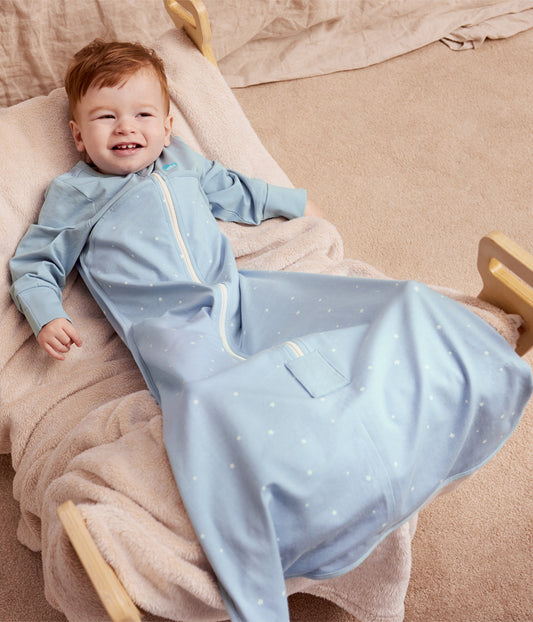 Sleep Bag Long Sleeve 1.0 TOG Cotton Powder Blue Twinkle