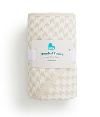 Hooded Towel Cotton Blend Tan Houndstooth