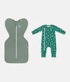 Swaddle Up & Romper Bundle | 1.0 TOG | Deep Olive | Green Home Sweet Home