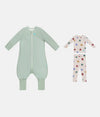Sleep Suit & Pyjama Bundle | 1.5 TOG | Olive Twigs | Tan Party Pop