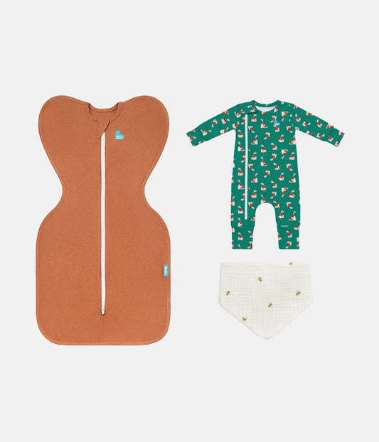 Swaddle Up, Romper & Bib Bundle | 1.0 TOG | Hazel | Green Home Sweet Home | Cream Bees