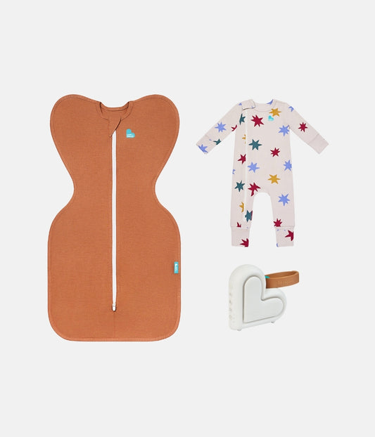Swaddle Up, Romper & Sleep Machine Bundle | 1.0 TOG | Hazel | Tan Party Pop