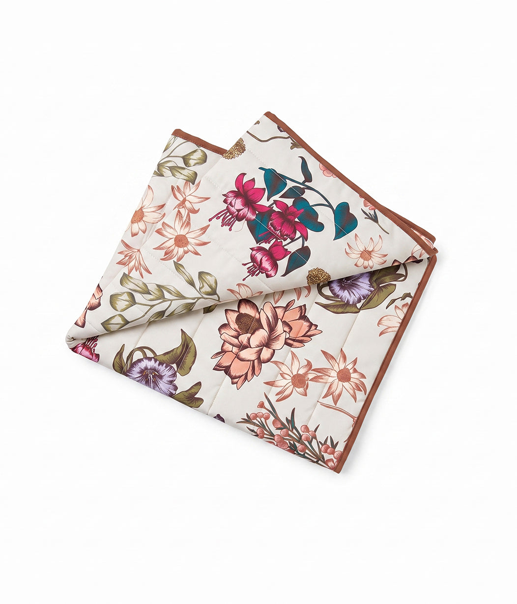 Quilted Blanket Cot Original Cotton Cream Wandering Folk Floral