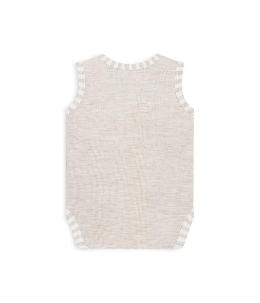 Bodysuit Sleeveless Oatmeal Merino Wool