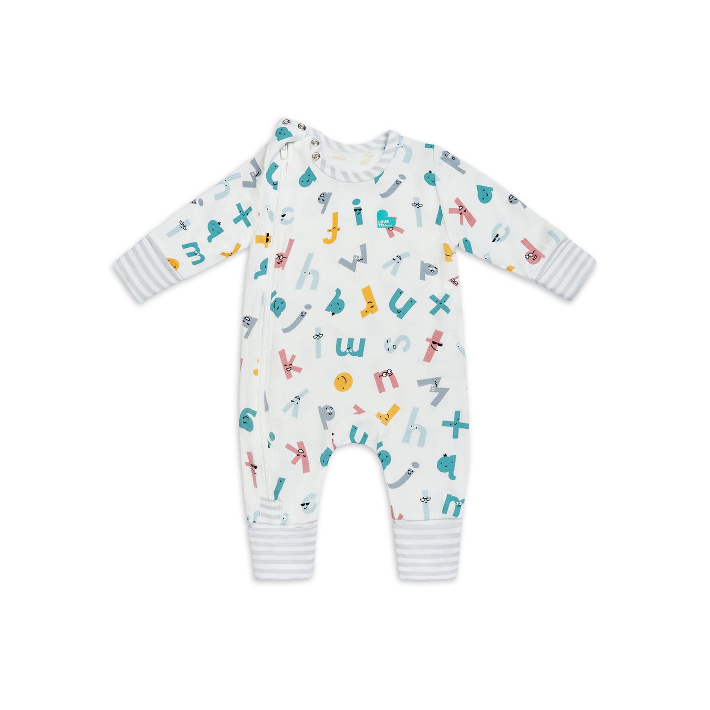 Footless Romper White Alphabet Soup Ecovero