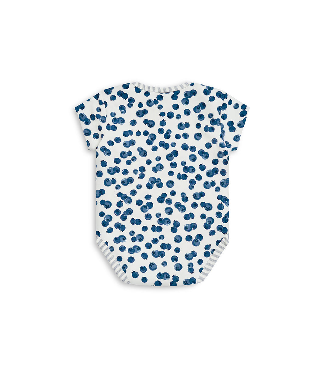 Bodysuit Short Sleeve Blueberries White