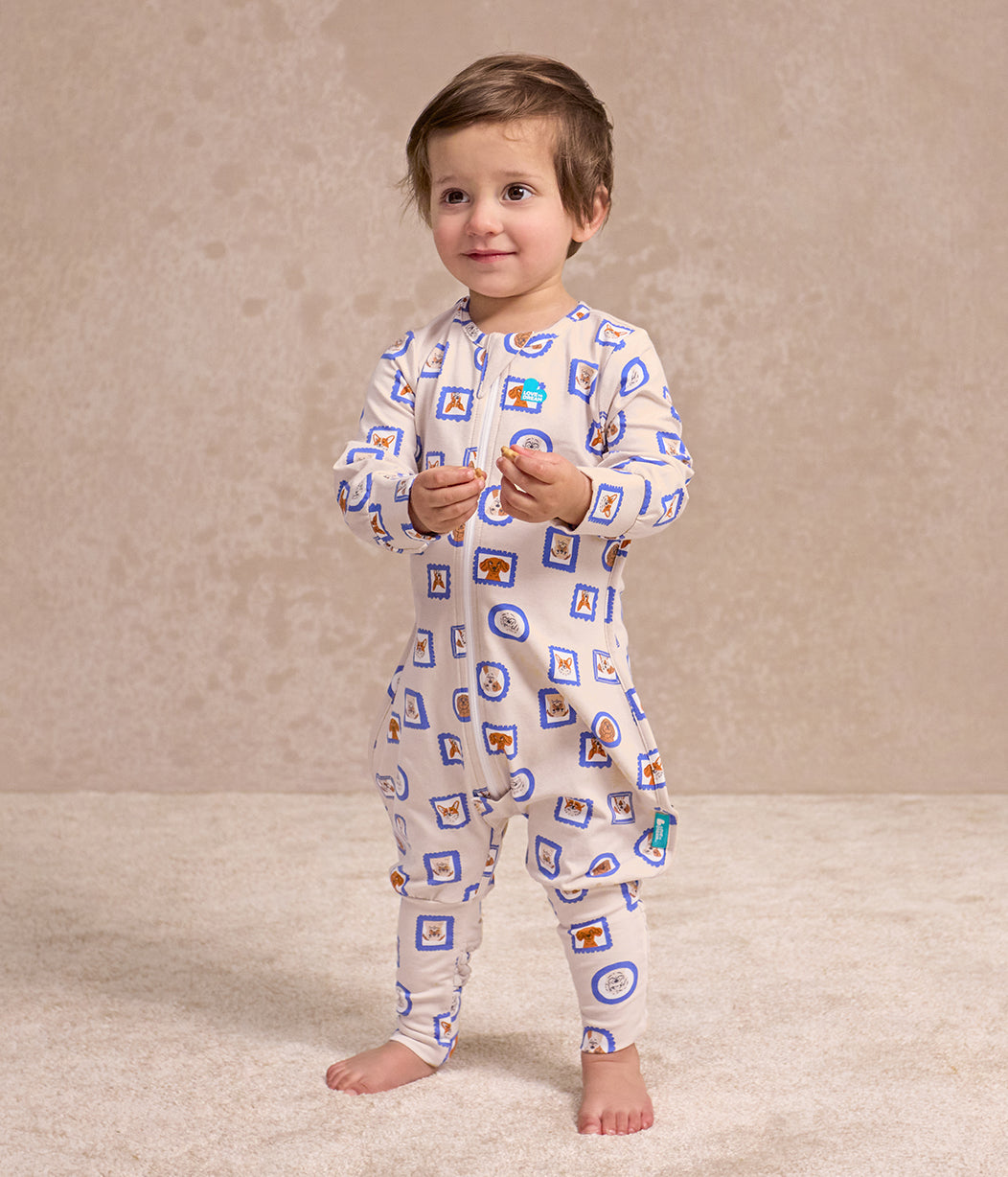 Sleep Suit Long Sleeve 1.0 TOG Original Cotton Tan Puppy Portrait