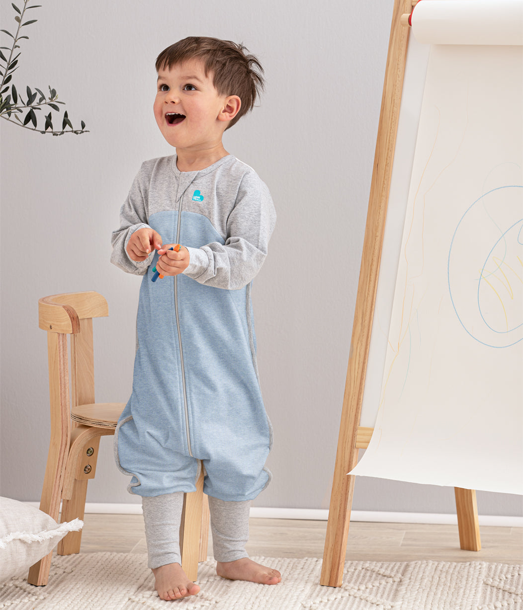 Sleep Suit Long Sleeve 1.0 TOG (20-24°C) Dusty Blue Organic Cotton Fleece