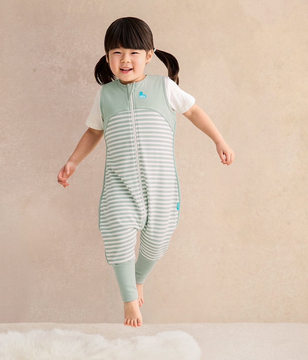 Sleep Suit Sleeveless 0.2 TOG Cotton Olive Stripe