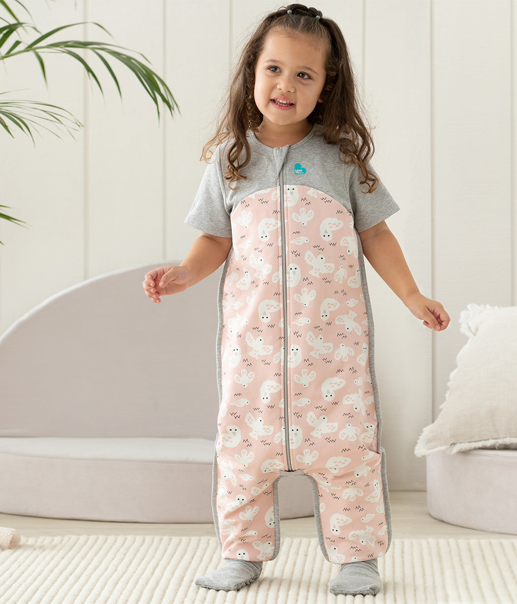 Sleep Suit Short Sleeve 1.0 TOG (20-24°C) Rose Doves Organic Cotton Fleece