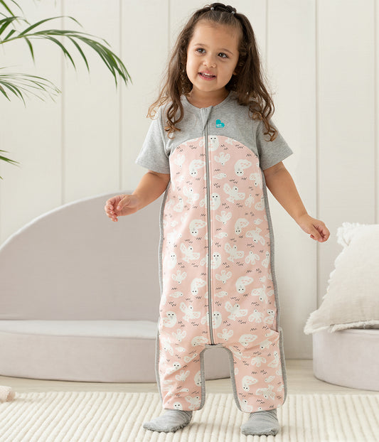 Sleep Suit Short Sleeve 1.0 TOG Organic Cotton Rose Doves