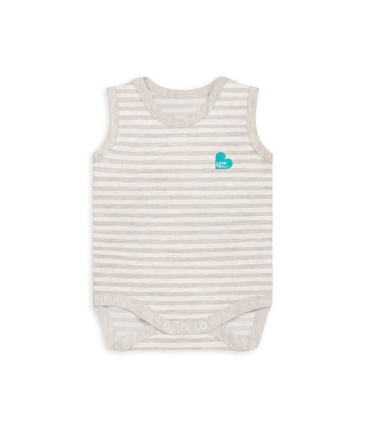 Bodysuit Sleeveless Merino Wool Oatmeal Stripe