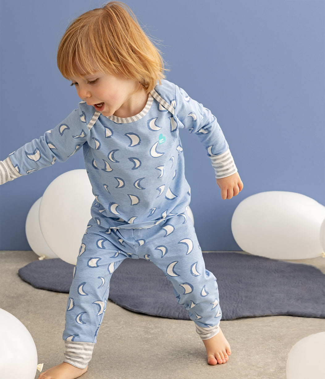 Kids Pyjama Set Long Sleeve Cotton Light Blue Eclipse