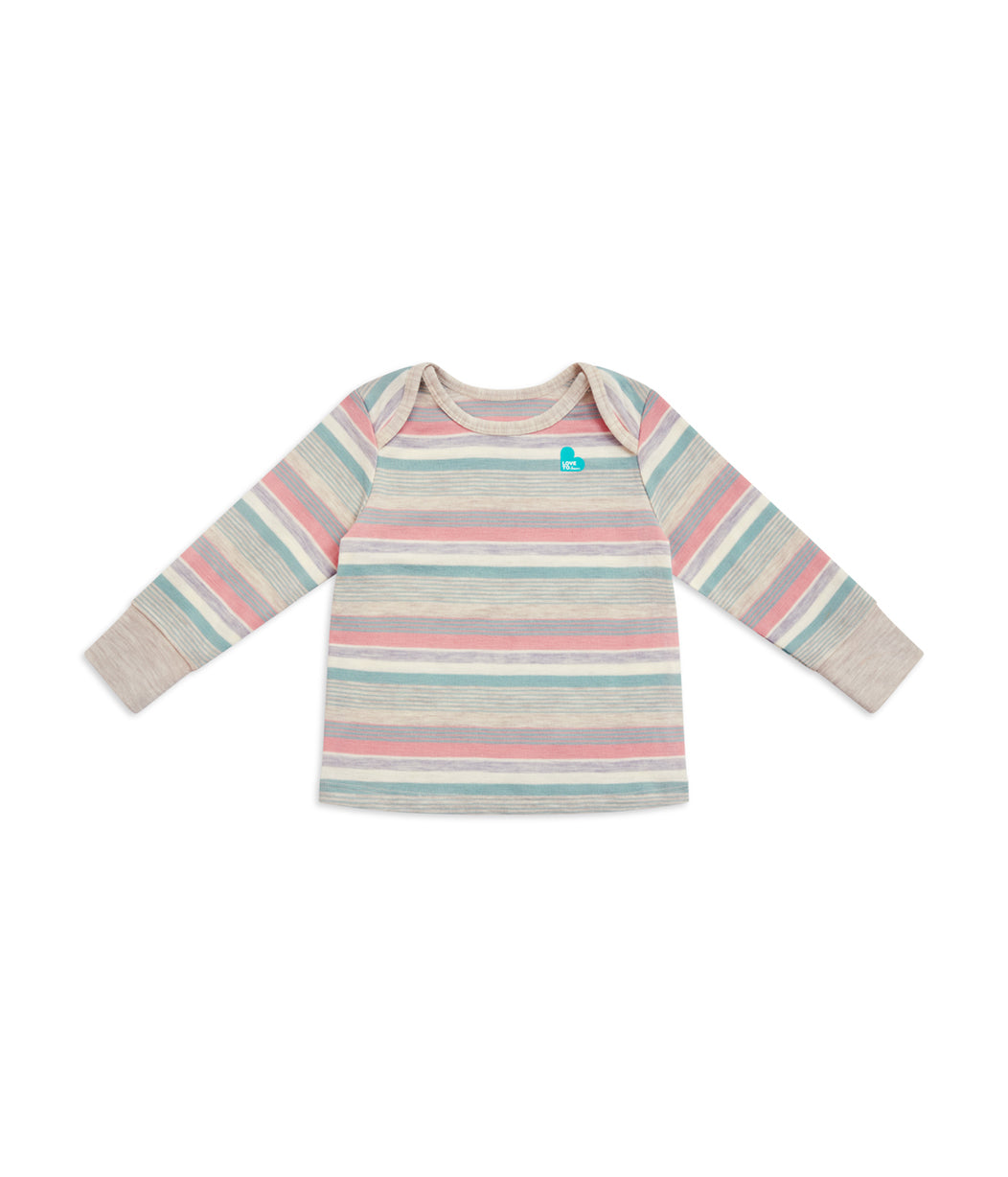 Kids Pyjama Set Long Sleeve Olive Stripe Merino Wool