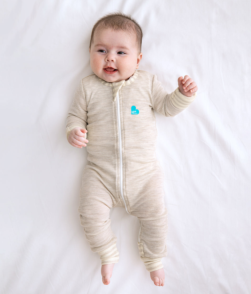 Footless Romper Oatmeal Merino Wool