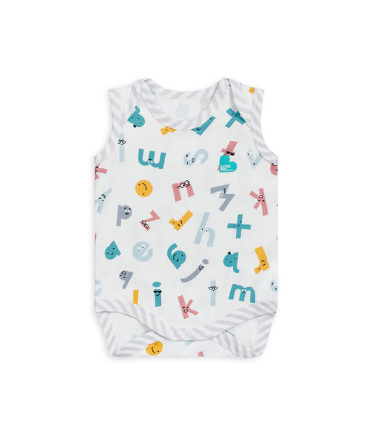 Bodysuit Sleeveless Ecovero White Alphabet Soup