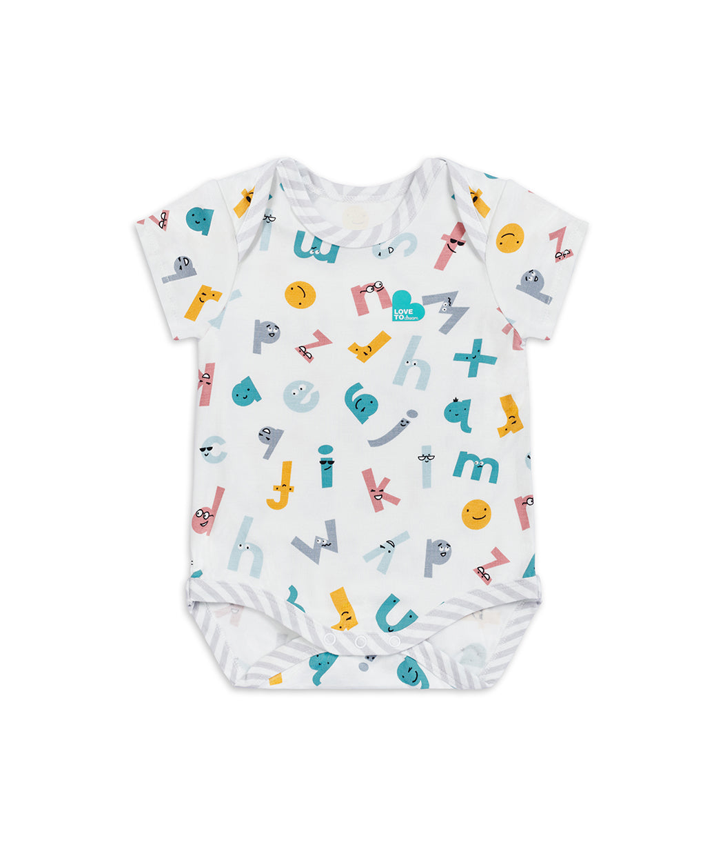 Bodysuit Short Sleeve White Alphabet Soup Ecovero