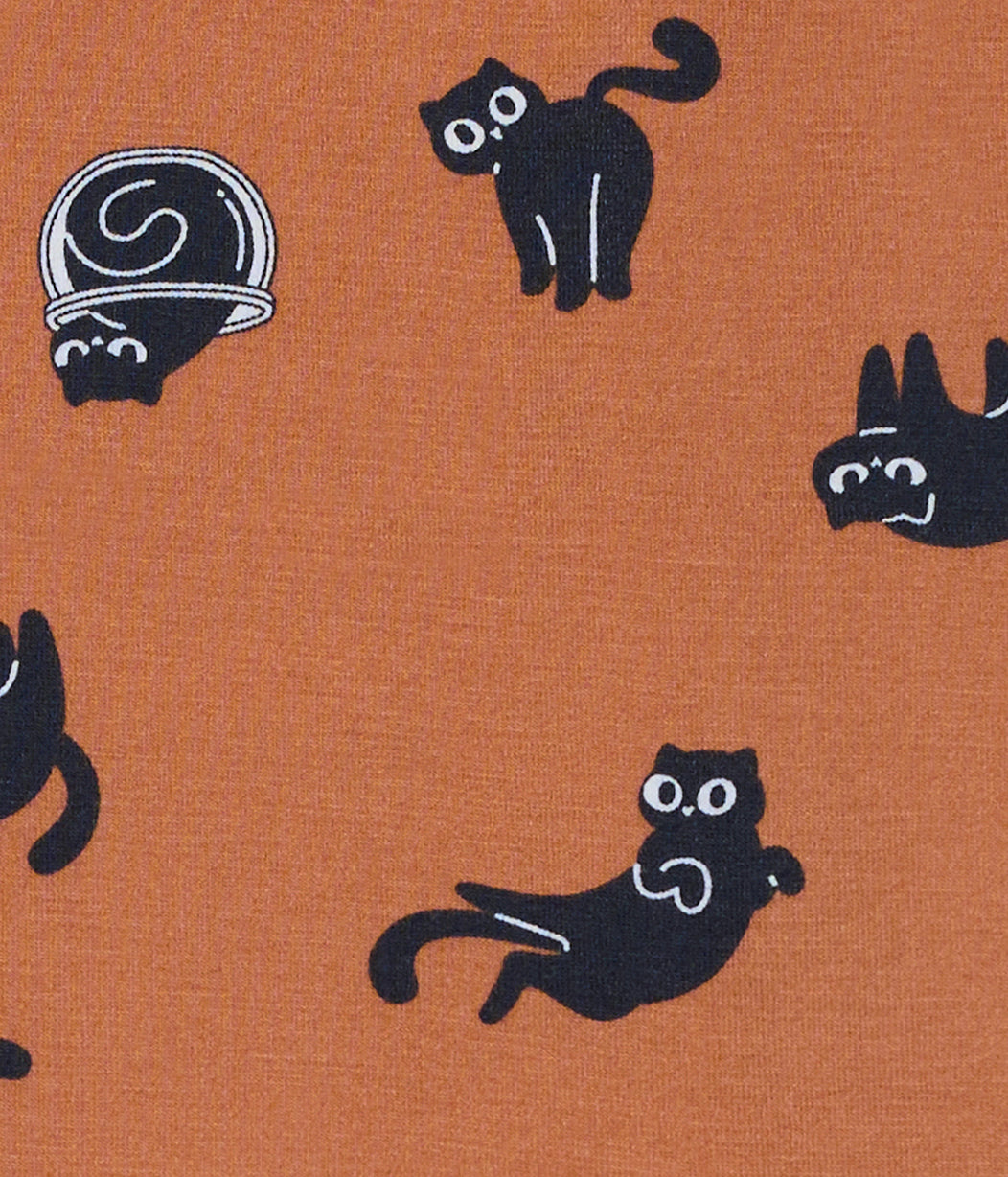 Kids Pyjama Set Long Sleeve Viscose from Bamboo Hazel Black Cat Moods