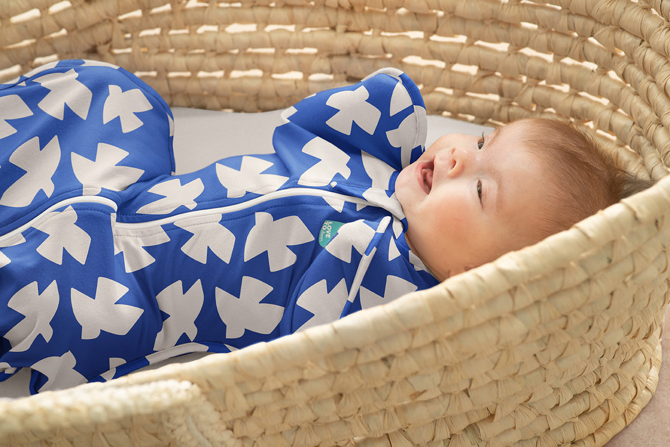 Swaddle Up™ 1.0 TOG (20-24°C) Cobalt Paperbirds Original Cotton