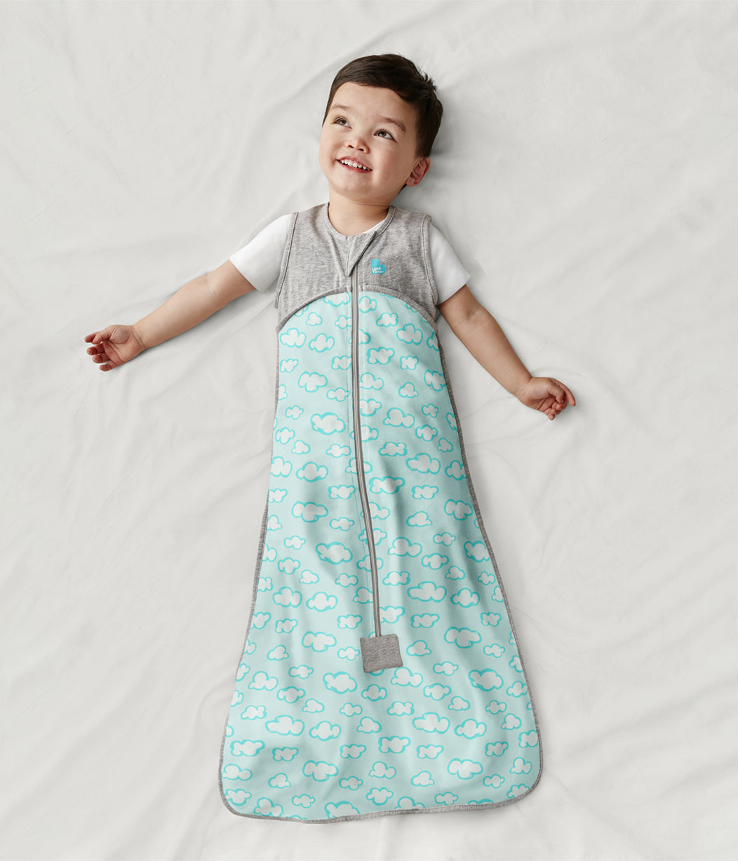 Sleep Bag Sleeveless 0.2 TOG Organic Cotton Turquoise Clouds