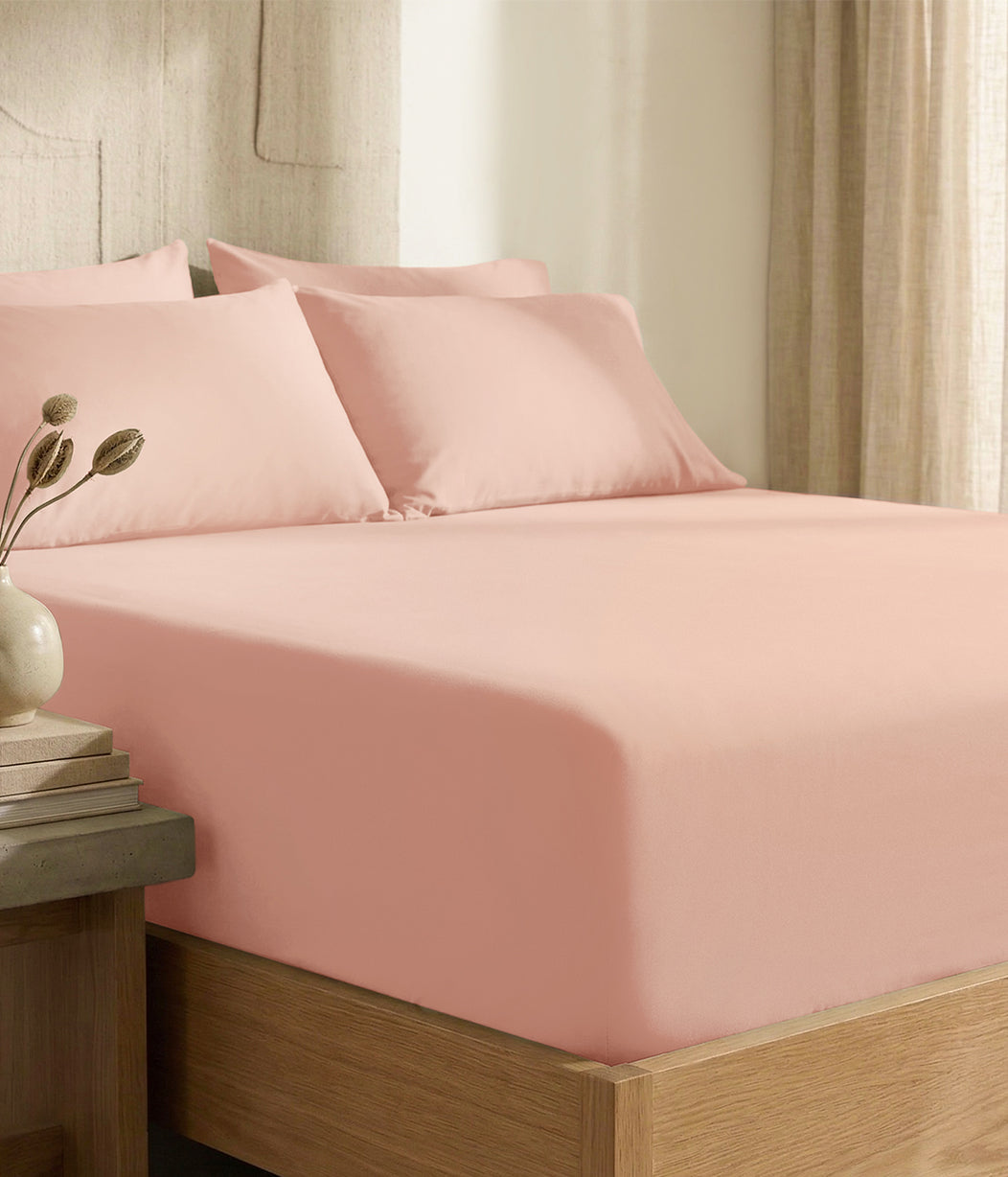 HushDry™ 2-in-1 Waterproof Fitted Queen Sheet Viscose from Bamboo Blush