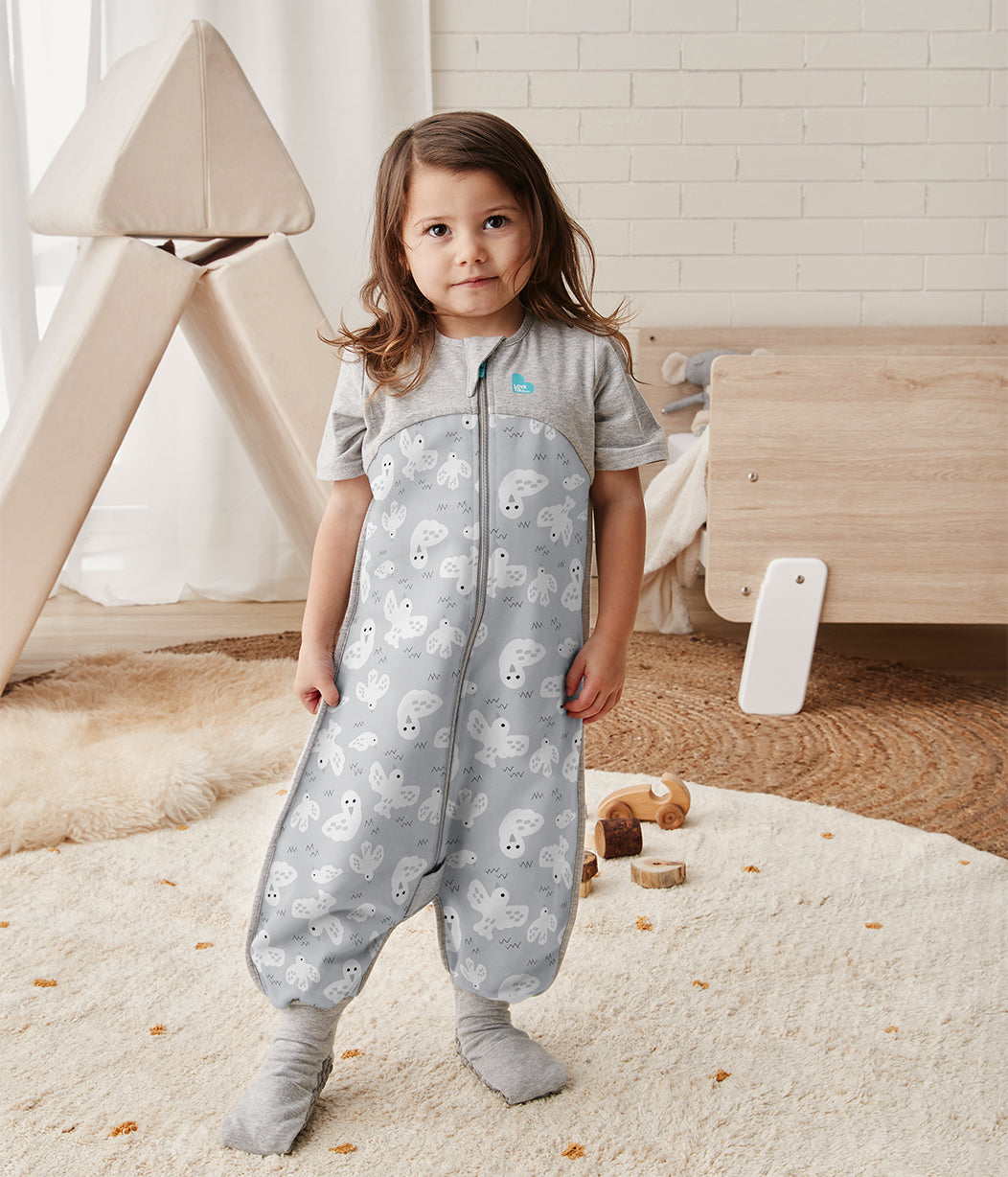 Sleep Suit Short Sleeve 1.0 TOG (20-24°C) Grey Doves Organic Cotton Fleece