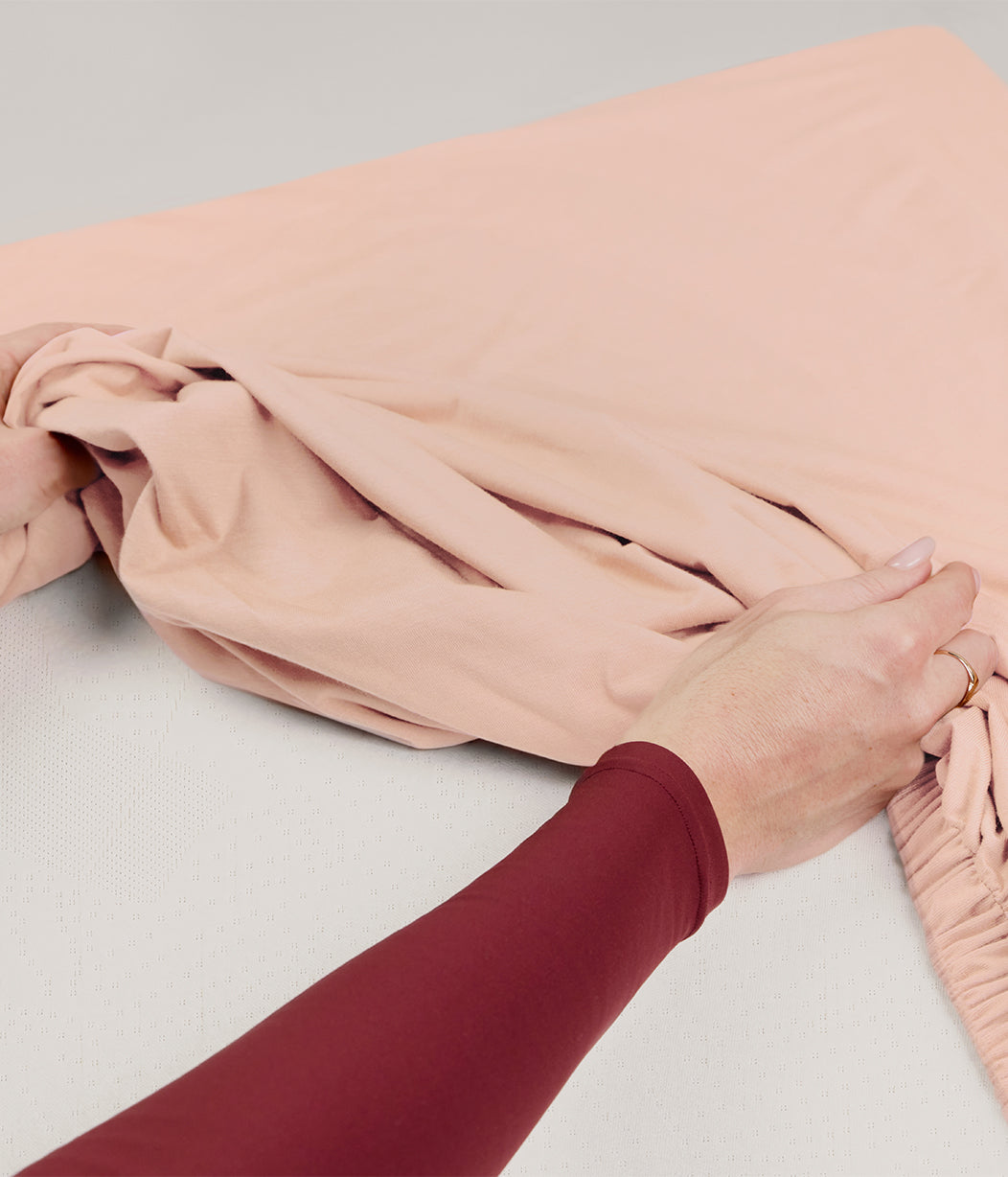 HushDry™ 2-in-1 Waterproof Fitted Side Sleeper Sheet Viscose from Bamboo Blush