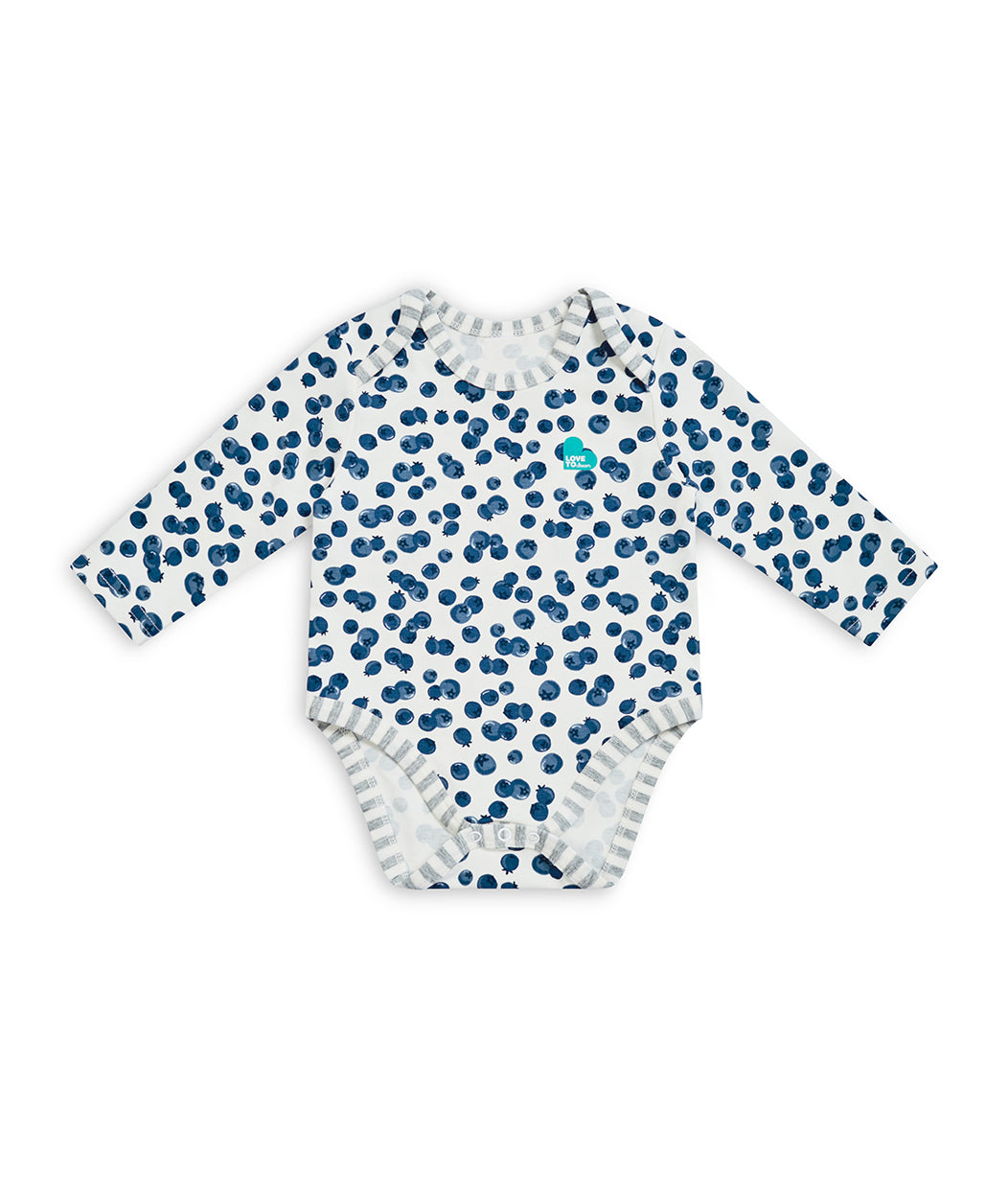 Bodysuit Long Sleeve Blueberries White