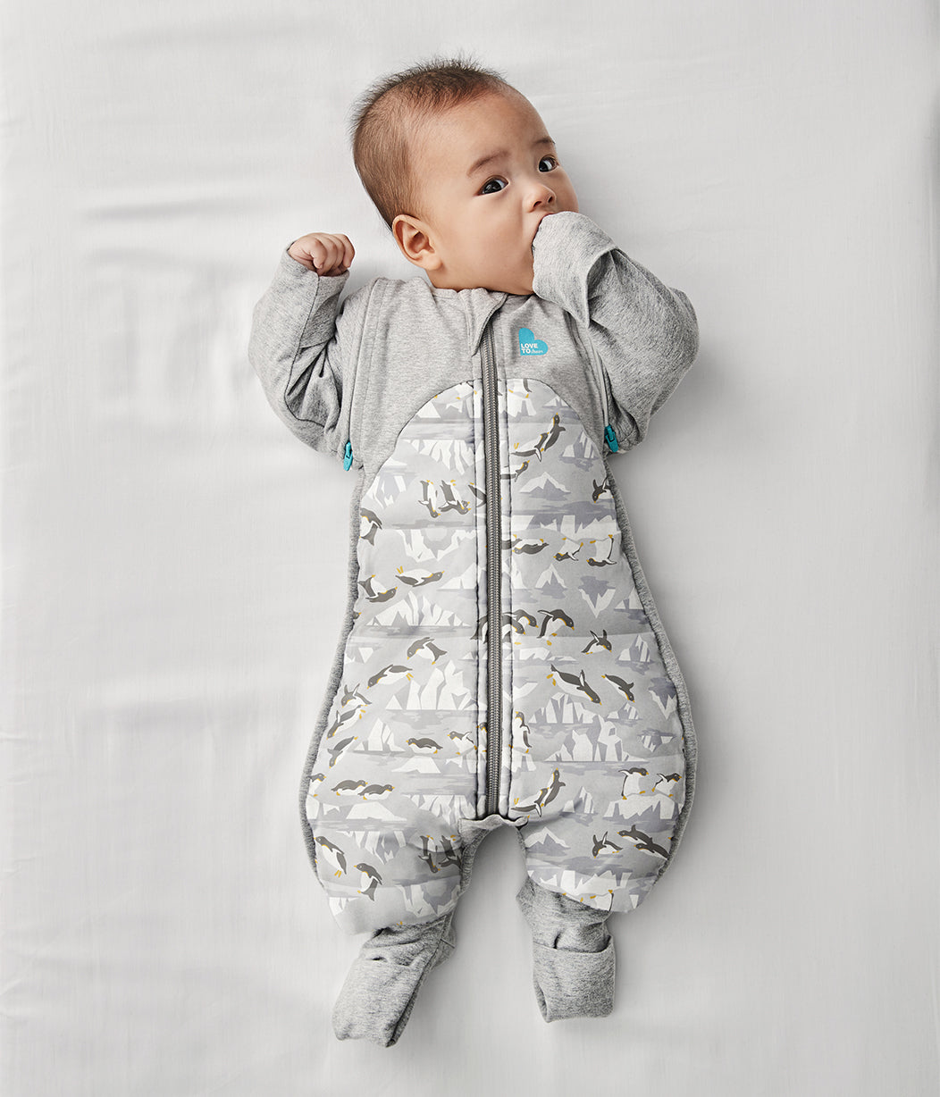 Swaddle Up™ Transition Suit 3.5 TOG (14-16°C) Grey Penguin Parade Quilted Cotton