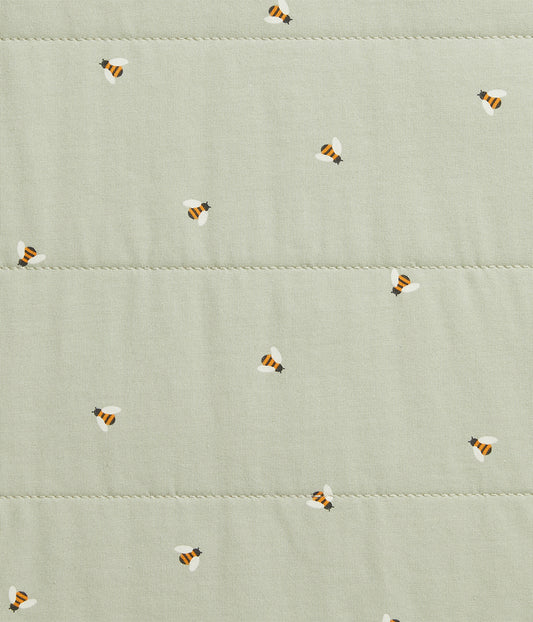 Sleep Bag Sleeveless 2.5 TOG Quilted Cotton Olive Bees