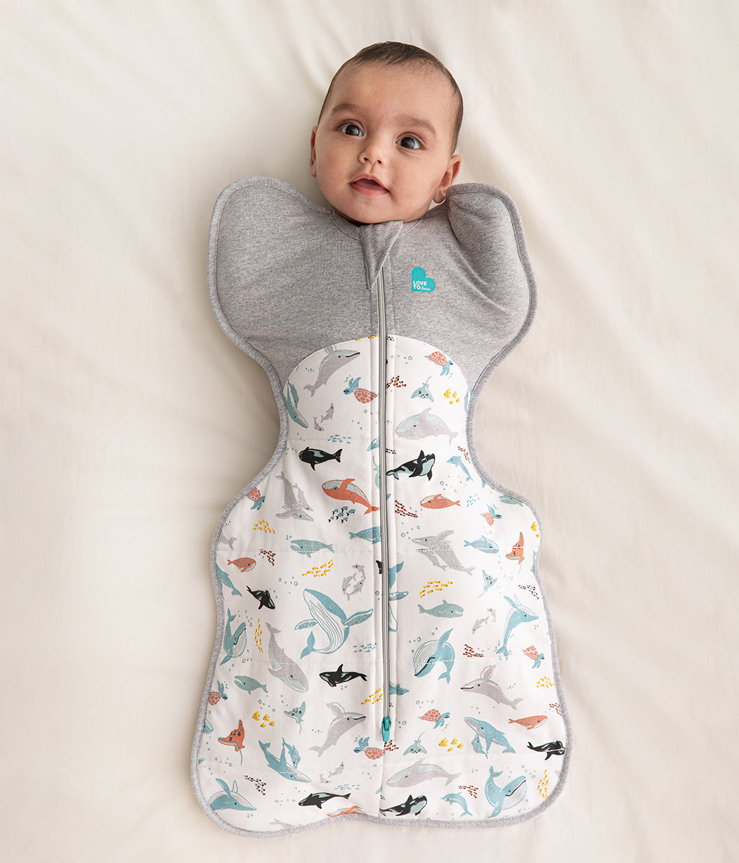 Swaddle Up™ 2.5 TOG (16-20°C) White Whales Quilted Cotton